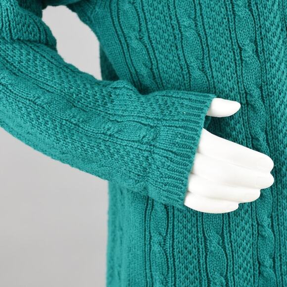 Karen Scott Vintage 80s Green Chunky Knit Long Length Cardigan Women's Large - Picture 5 of 10